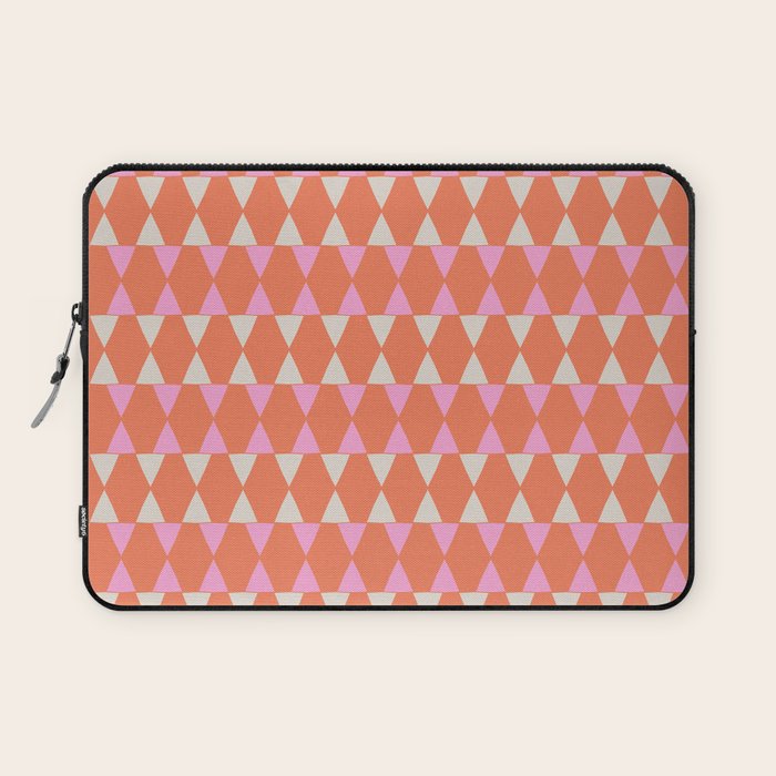 Abstract Triangles Pattern in Pink and Orange Laptop Sleeve Gallery Image 1