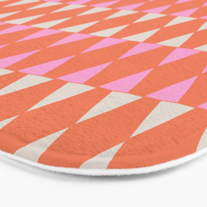 Abstract Triangles Pattern in Pink and Orange Bath Mat Gallery Image 3