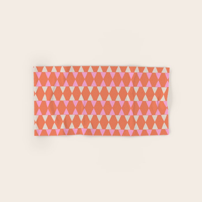 Abstract Triangles Pattern in Pink and Orange Bath Towel Gallery Image 1