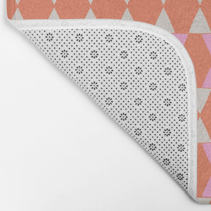 Abstract Triangles Pattern in Pink and Orange Bath Mat Gallery Image 2