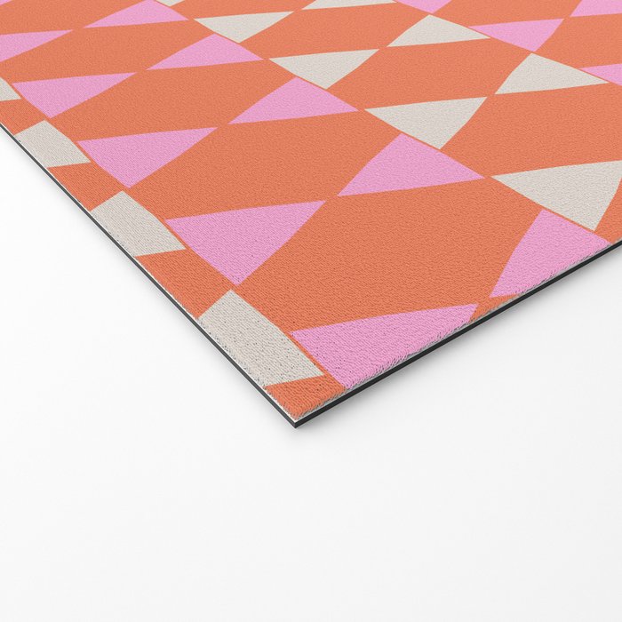 Abstract Triangles Pattern in Pink and Orange Welcome Mat Gallery Image 2