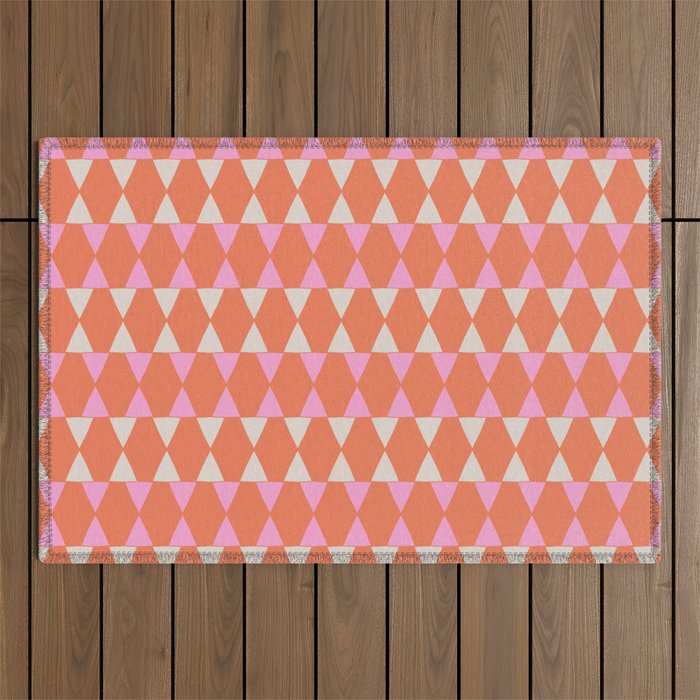Abstract Triangles Pattern in Pink and Orange Outdoor Rug Gallery Image 1