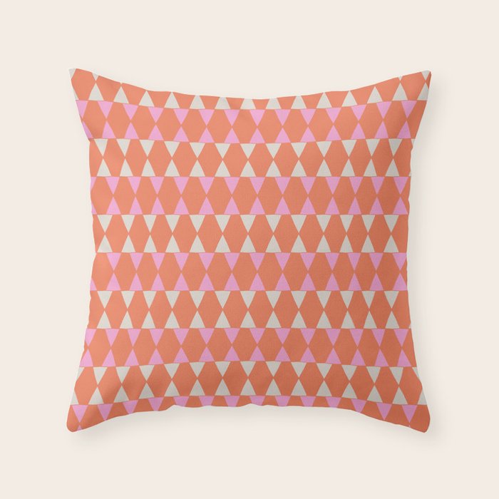 Abstract Triangles Pattern in Pink and Orange Throw Pillow Gallery Image 6