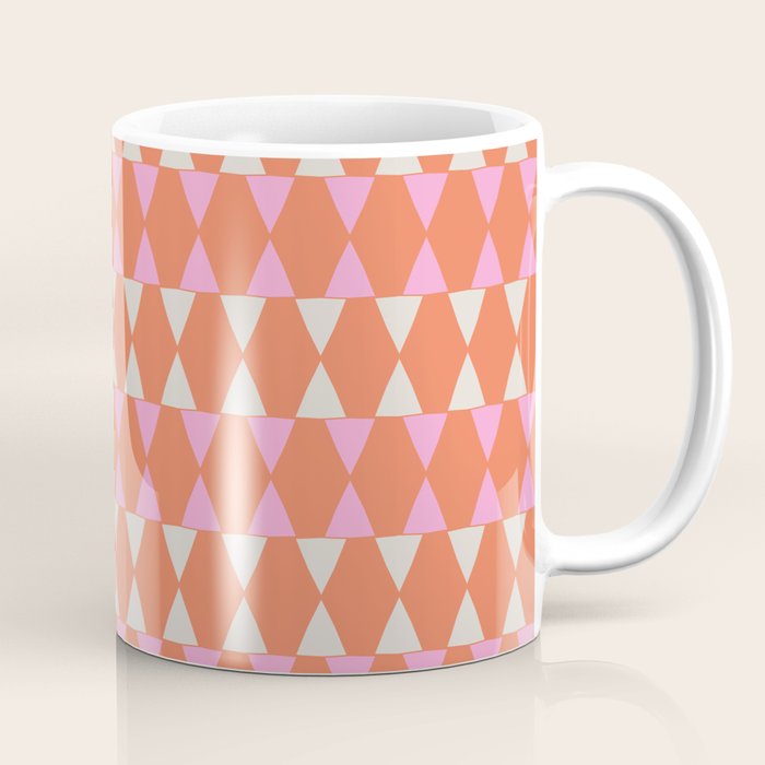 Abstract Triangles Pattern in Pink and Orange Coffee Mug Gallery Image 1