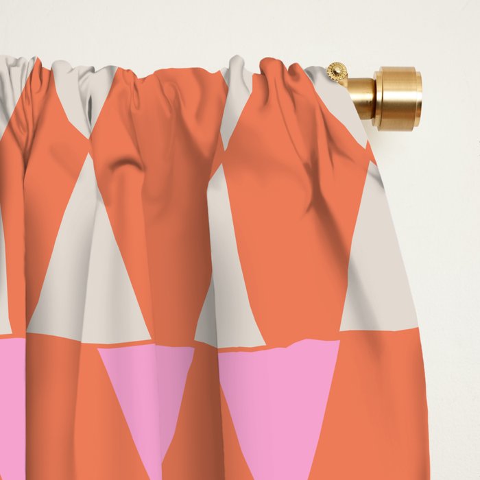 Abstract Triangles Pattern in Pink and Orange Window Curtain Gallery Image 2