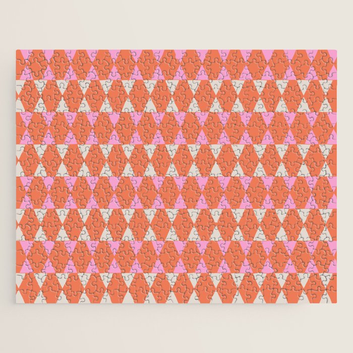 Abstract Triangles Pattern in Pink and Orange Jigsaw Puzzle Gallery Image 1
