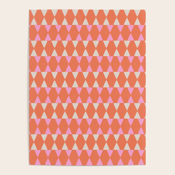 Abstract Triangles Pattern in Pink and Orange Poster Gallery Image 4