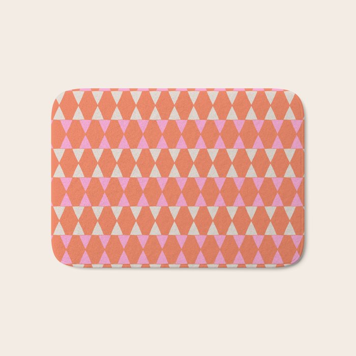 Abstract Triangles Pattern in Pink and Orange Bath Mat Gallery Image 1