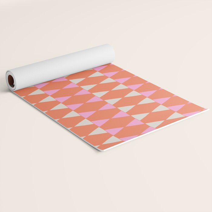 Abstract Triangles Pattern in Pink and Orange Yoga Mat Gallery Image 2