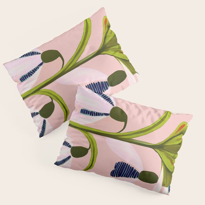 Snowdrop Trio on Blush Pink Pillow Sham Gallery Image 3