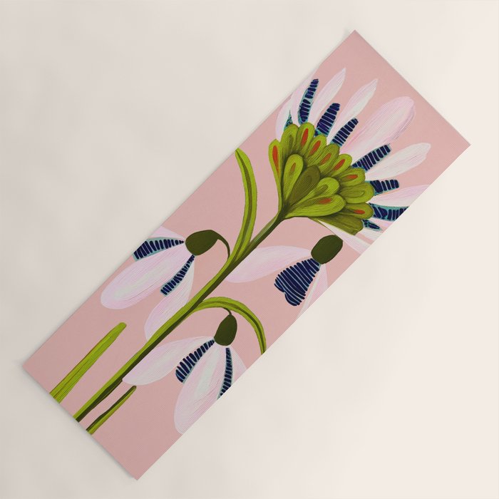 Snowdrop Trio on Blush Pink Yoga Mat Gallery Image 1