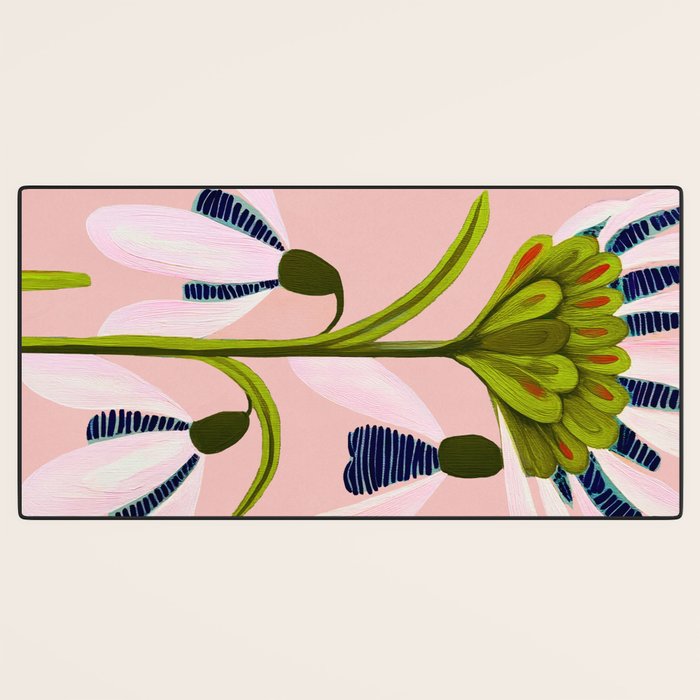 Snowdrop Trio on Blush Pink Desk Mat Gallery Image 3