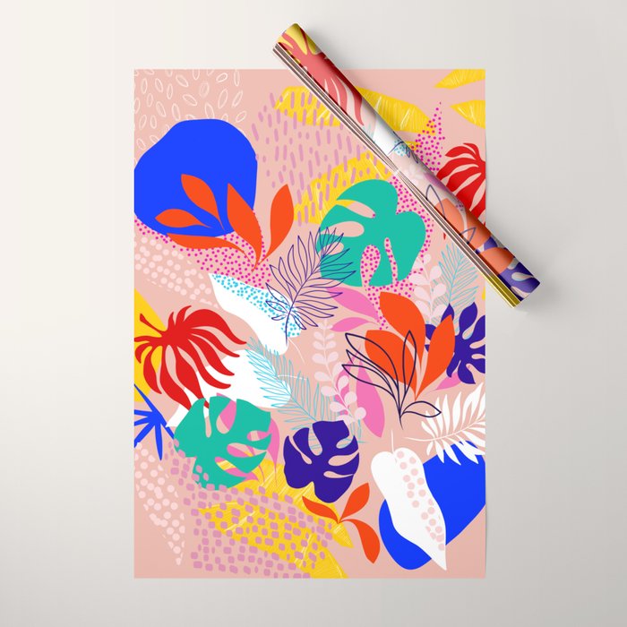 Keep Growing - Tropical plant on peach Wrapping Paper Gallery Image 1