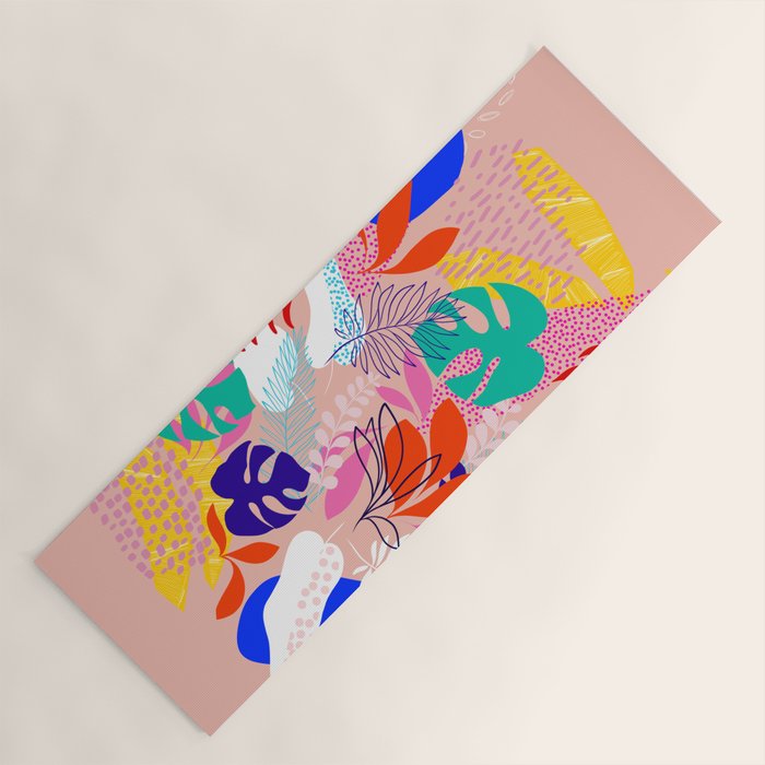 Keep Growing - Tropical plant on peach Yoga Mat Gallery Image 1