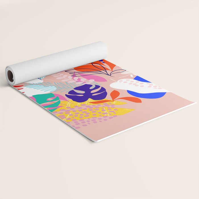 Keep Growing - Tropical plant on peach Yoga Mat Gallery Image 2