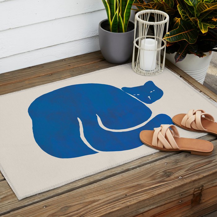 Blue cat Outdoor Rug Gallery Image 2