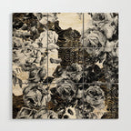 Dark abstract bloom over golden lines Wood Wall Art Gallery Image 1