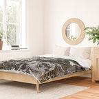 Dark abstract bloom over golden lines Duvet Cover Gallery Image 2