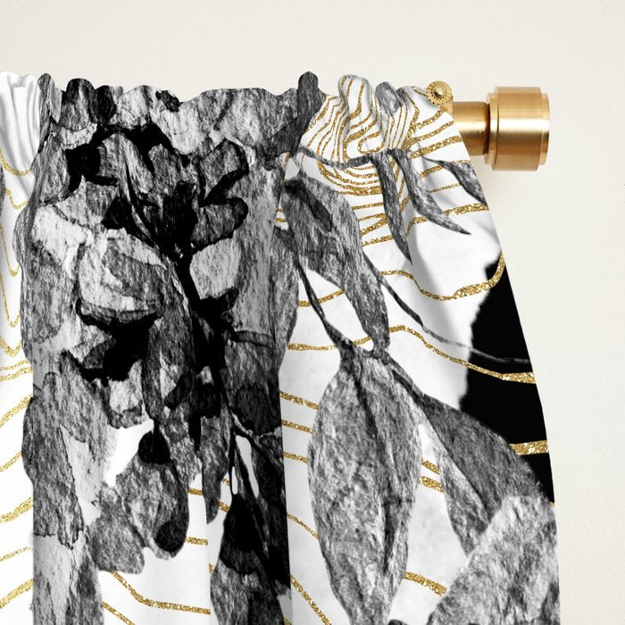 Dark abstract bloom over golden lines Window Curtain Gallery Image 2