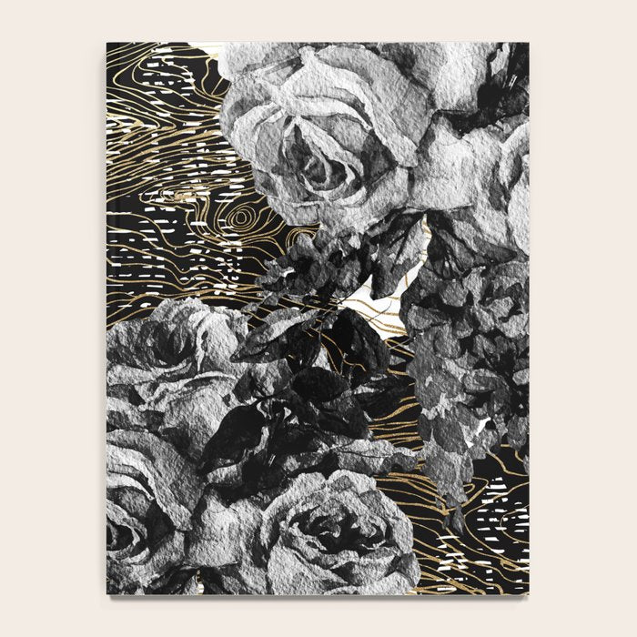 Dark abstract bloom over golden lines Notebook Gallery Image 4