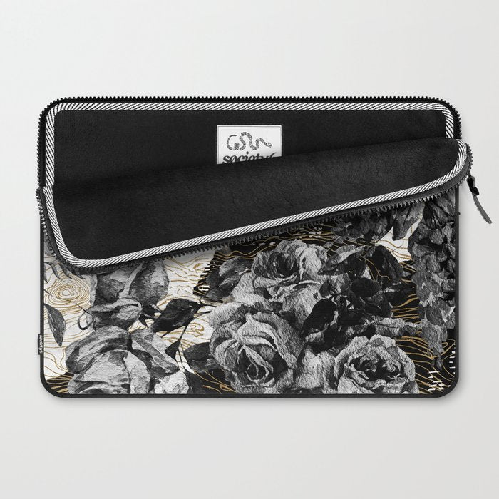 Dark abstract bloom over golden lines Laptop Sleeve Gallery Image 2