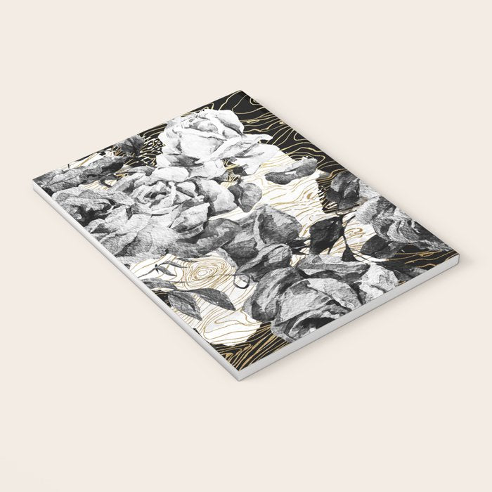 Dark abstract bloom over golden lines Notebook Gallery Image 3