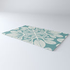 Naupaka hawaiian quilt design on dusty teal  Rug Gallery Image 3
