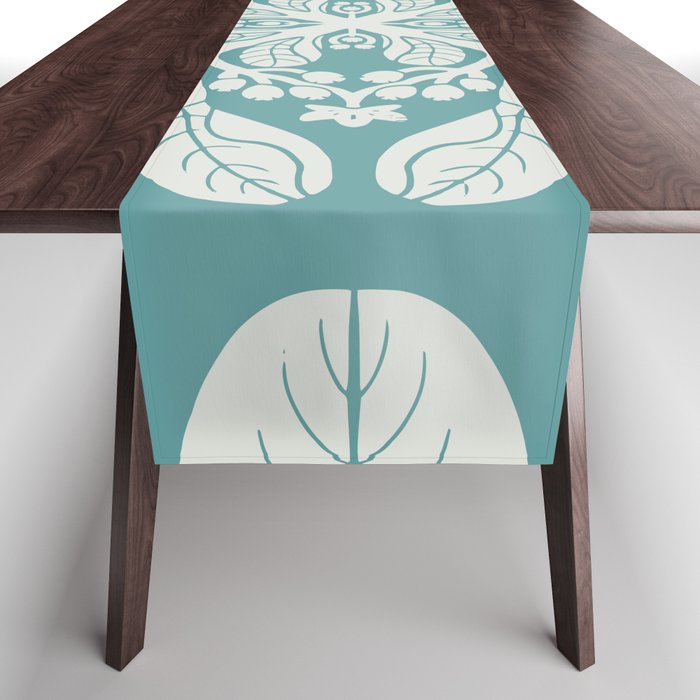 Naupaka hawaiian quilt design on dusty teal  Table Runner Gallery Image 1