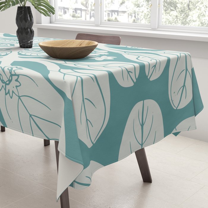 Naupaka hawaiian quilt design on dusty teal  Tablecloth Gallery Image 3