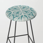 Naupaka hawaiian quilt design on dusty teal  Stool Gallery Image 2