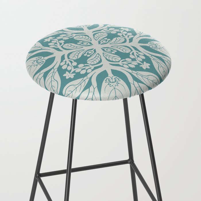 Naupaka hawaiian quilt design on dusty teal  Stool Gallery Image 2