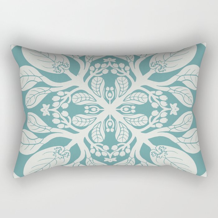 Naupaka hawaiian quilt design on dusty teal  Rectangular Pillow Gallery Image 2