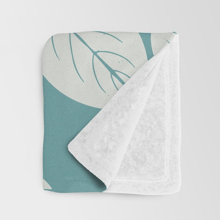 Naupaka hawaiian quilt design on dusty teal  Throw Blanket Gallery Image 3