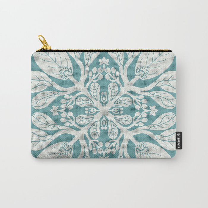 Naupaka hawaiian quilt design on dusty teal  Carry All Pouch Gallery Image 1