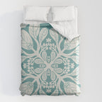 Naupaka hawaiian quilt design on dusty teal  Duvet Cover Gallery Image 6