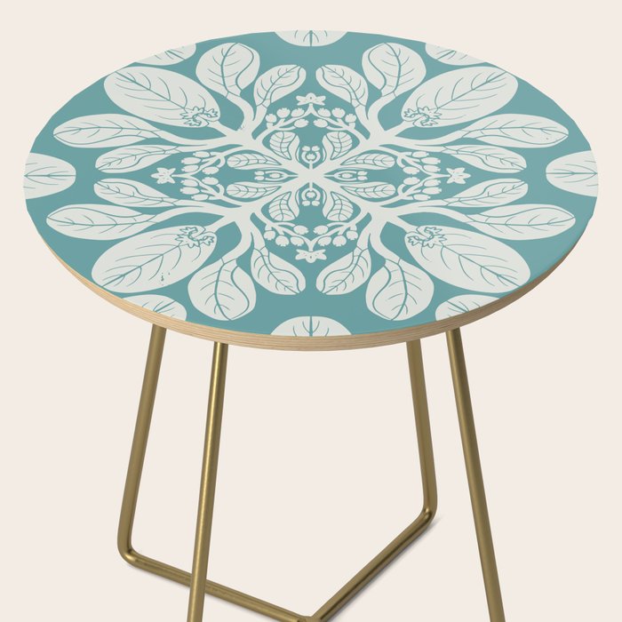 Naupaka hawaiian quilt design on dusty teal  Side Table Gallery Image 2