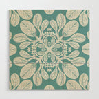 Naupaka hawaiian quilt design on dusty teal  Wood Wall Art Gallery Image 1