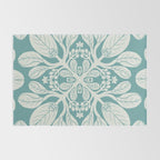 Naupaka hawaiian quilt design on dusty teal  Rug Gallery Image 2