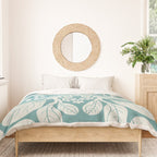 Naupaka hawaiian quilt design on dusty teal  Duvet Cover Gallery Image 3