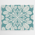 Naupaka hawaiian quilt design on dusty teal  Jigsaw Puzzle Gallery Image 1