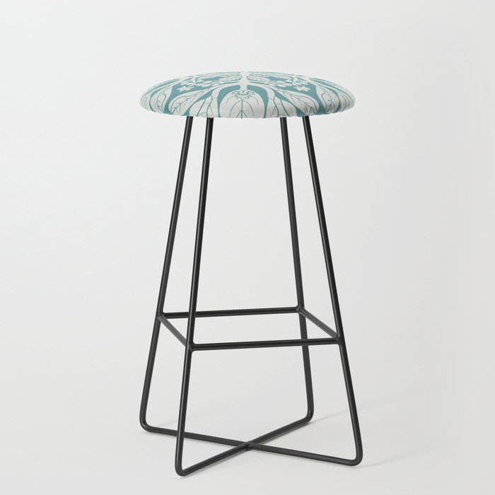 Naupaka hawaiian quilt design on dusty teal  Stool Gallery Image 1