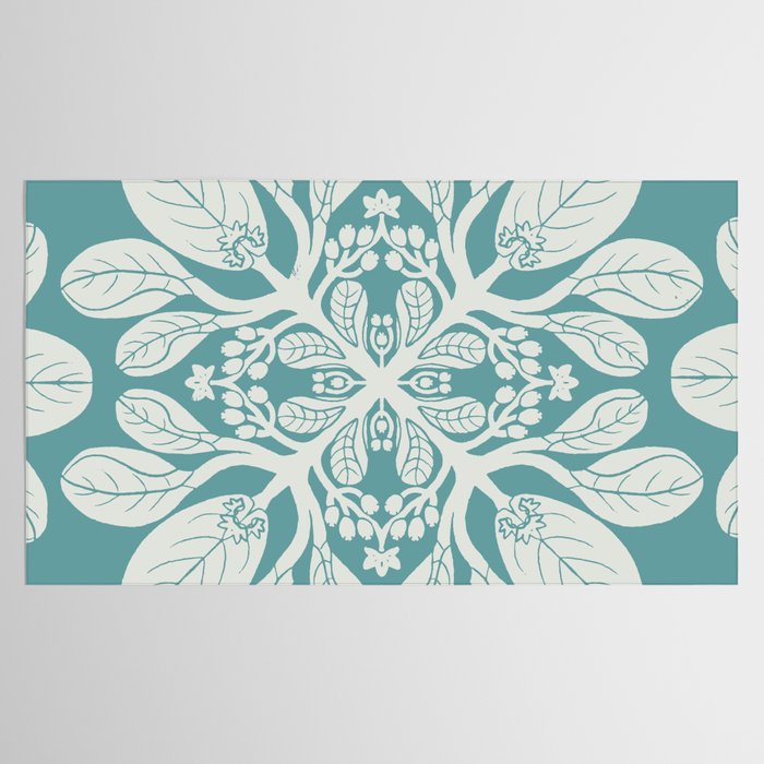 Naupaka hawaiian quilt design on dusty teal  Tablecloth Gallery Image 2