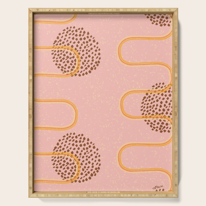 Abstract Fields in Peach Pink & Brown Serving Tray Gallery Image 1