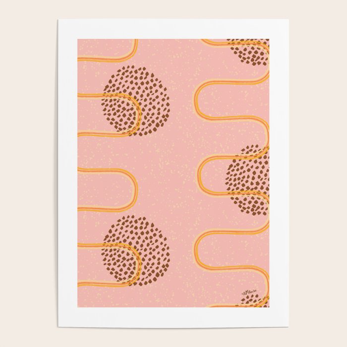 Abstract Fields in Peach Pink & Brown Poster Gallery Image 4