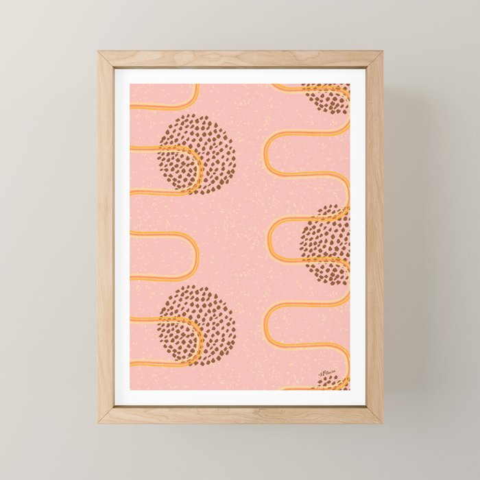 Abstract Fields in Peach Pink & Brown Mini Art Print Gallery Image 1