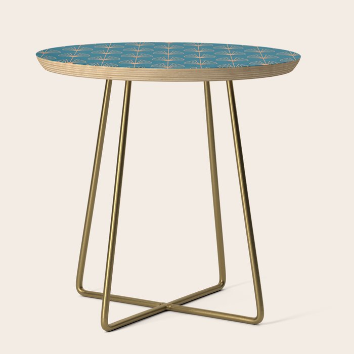 Vintage Copper & Turquoise Art Deco Floral Side Table Gallery Image 1