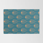 Vintage Copper & Turquoise Art Deco Floral Rug Gallery Image 2