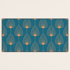 Vintage Copper & Turquoise Art Deco Floral Desk Mat Gallery Image 3