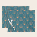 Vintage Copper & Turquoise Art Deco Floral Placemat Gallery Image 1