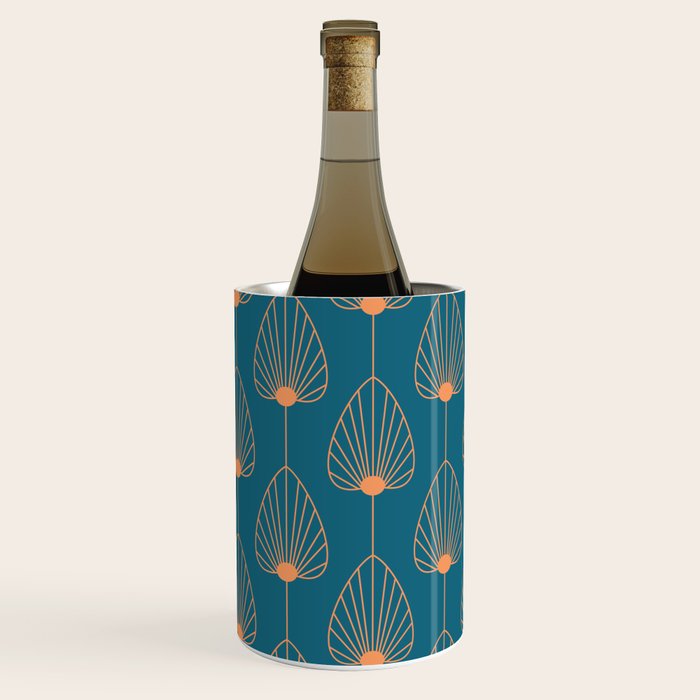 Vintage Copper & Turquoise Art Deco Floral Wine Chiller Gallery Image 2